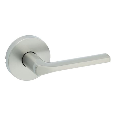 Kwikset Lisbon Lever with Round Rose Passage Door Lock with 6AL Latch and RCS Strike Satin Nickel Finish 720LSLRDT-15